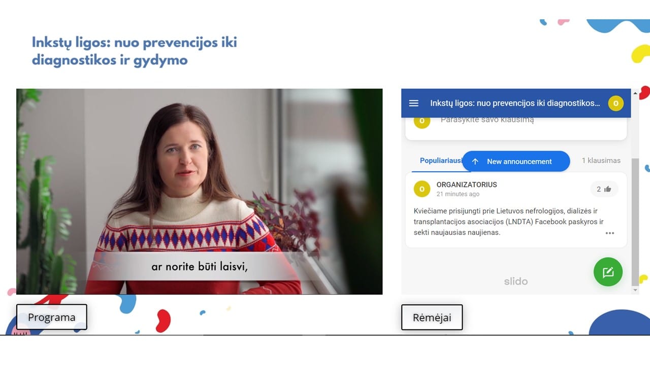 Nuotolinė konferencija "Inkstų ligos: nuo prevencijos iki diagnostikos ir gydymo"