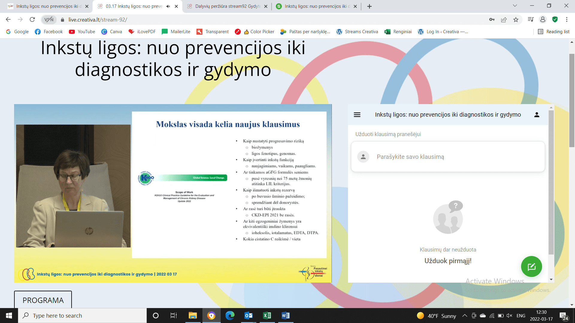 Konferencija skirta pasaulinę inkstų dienai