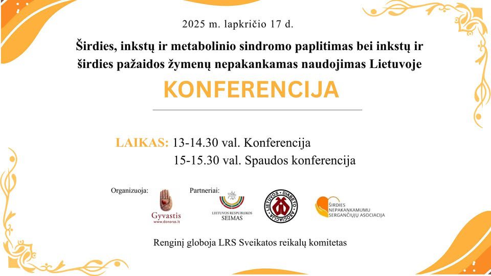 Mokslinio tyrimo pristatymo konferencija „Širdies, inkstų ir metabolinio sindromo paplitimas bei inkstų ir širdies pažaidos žymenų nepakankamas naudojimas Lietuvoje“